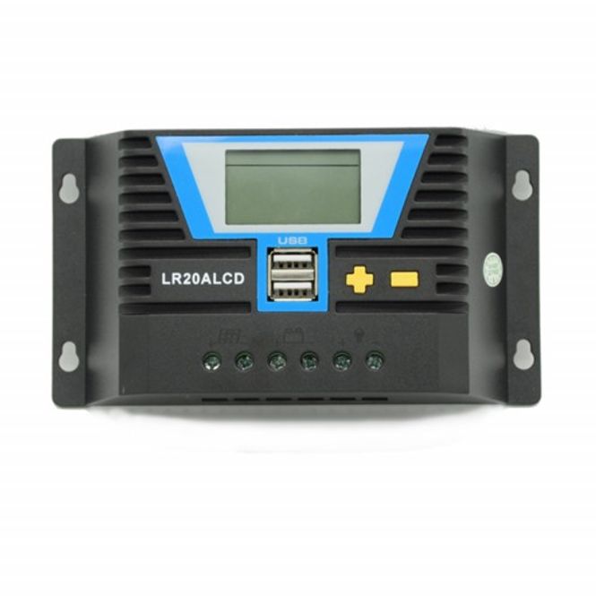 Hovedbilde Wattstunde Solcelleregulator 20A m skjerm og 2xUSB