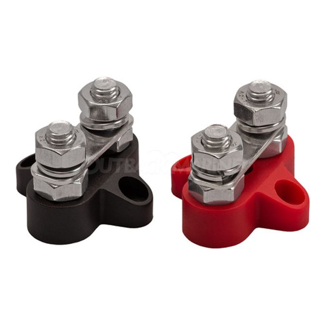 Hovedbilde Victron  Dual terminal stud M8-linked sett (1 rød/1 sort)