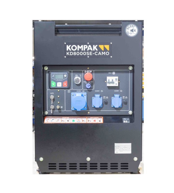 KOMPAK KD8000SE Strømaggregat 6300W - Diesel - Forvarming- ATS - 27 Liter - DEMO-BRUKT